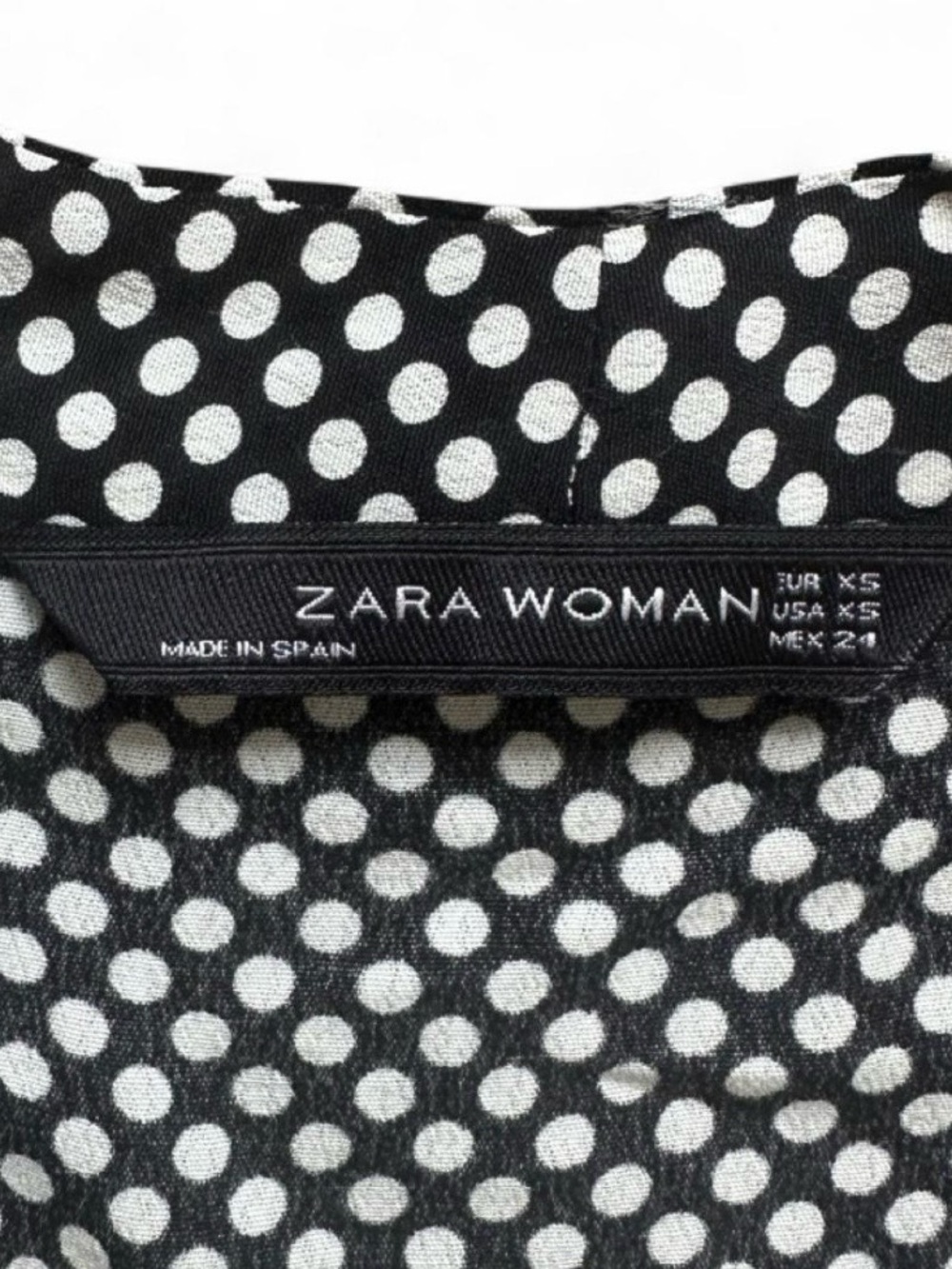 Zara black & white polka dot mini dress with bell sleeves in XS - Picture 4 of 4